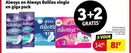 Kruidvat Always en Always Dailies single en giga pack aanbieding