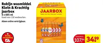 Kruidvat Robijn wasmiddel Klein & Krachtig jaarbox aanbieding