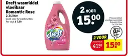 Kruidvat Dreft wasmiddel vloeibaar Romantic Rose aanbieding