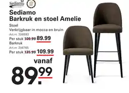 Sligro Sediamo Barkruk en stoel Amelie aanbieding