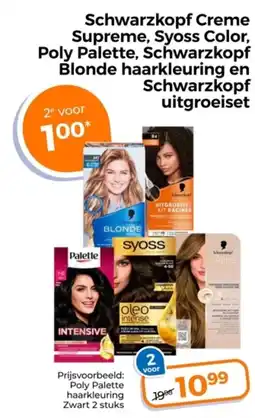 Trekpleister Schwarzkopf Creme Supreme, Syoss Color, Poly Palette, Schwarzkopf Blonde haarkleuring en Schwarzkopf uitgroeiset aanbieding