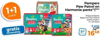 Trekpleister Pampers Paw Patrol en Harmonie pants aanbieding