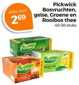 Trekpleister Pickwick Bosvruchten, gelse, Groene en Rooibos thee aanbieding