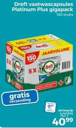 Trekpleister Dreft vaatwascapsules Platinum Plus gigapack aanbieding