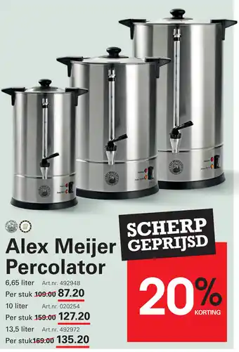 Sligro Alex Meijer Percolator aanbieding