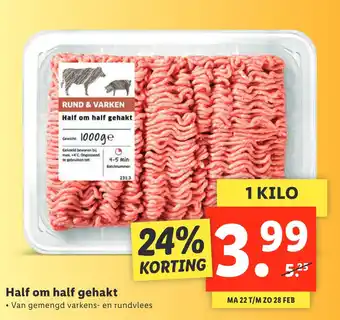 Lidl Half om half gehakt 1kilo aanbieding