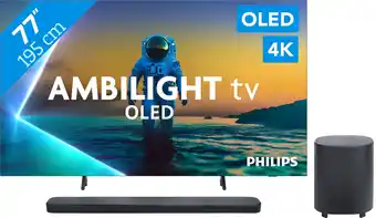 Coolblue Philips Ambilight 77'' OLED810 4K (2025) + JBL Bar 1000 M2 Zwart aanbieding