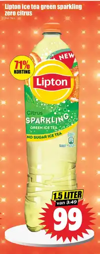 Dirk Lipton ice tea green sparkling zero citrus aanbieding