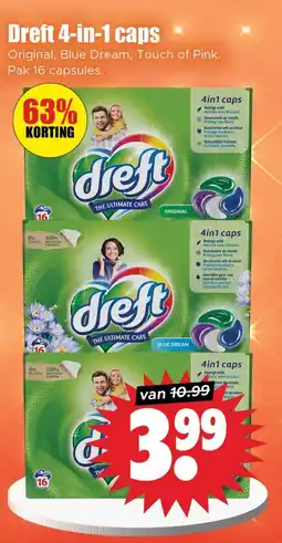 Dirk Dreft 4-in-1 caps aanbieding