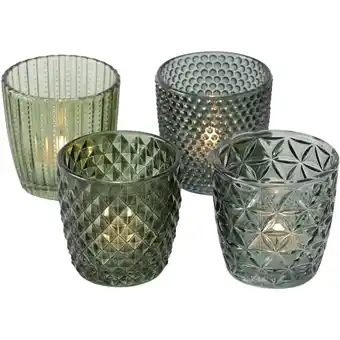 Van Cranenbroek Theelichtouder 8cm 4st groen aanbieding