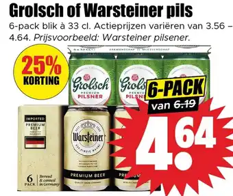 Dirk Grolsch of Warsteiner pils aanbieding