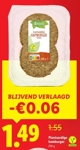 Lidl Plantaardige hamburger aanbieding