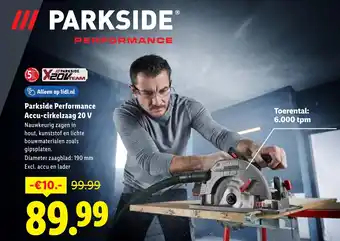 Lidl Parkside Performance Accu-cirkelzaag 20 V aanbieding