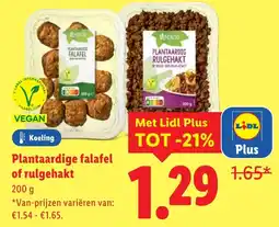 Lidl Plantaardige falafel of rulgehakt aanbieding