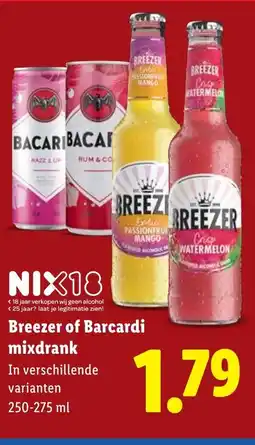 Lidl Breezer of Barcardi mixdrank aanbieding