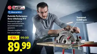 Lidl Parkside Performance Accu cirkelzaag 20 V aanbieding