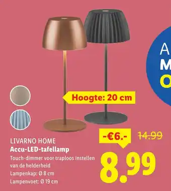 Lidl Livarno home Accu LED tafellamp aanbieding