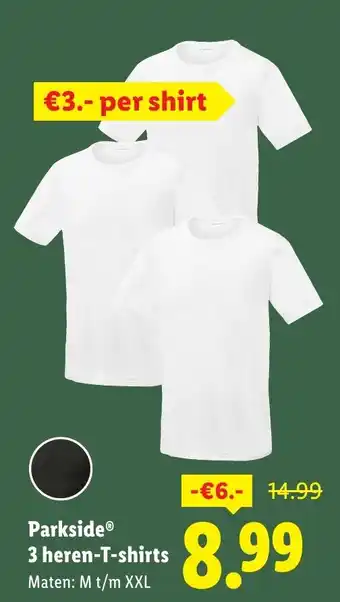 Lidl Parkside 3 heren-T-shirts aanbieding