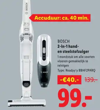 Lidl BOSCH 2 in 1 hand en steelstofzuiger aanbieding