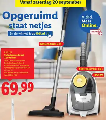 Lidl Philips Stofzuiger zonder zak 2.000 Series aanbieding