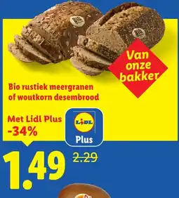 Lidl Bio rustiek meergranen of woutkorn desembrood aanbieding