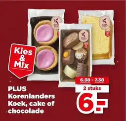 PLUS PLUS Korenlanders Koek, cake of chocolade aanbieding