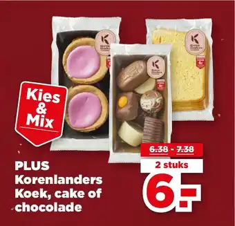 PLUS PLUS Korenlanders Koek, cake of chocolade aanbieding