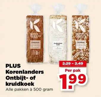 PLUS PLUS Korenlanders Ontbijt of kruidkoek aanbieding