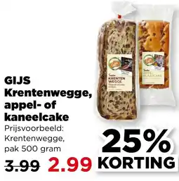 PLUS GIJS Krentenwegge, appel of kaneelcake aanbieding