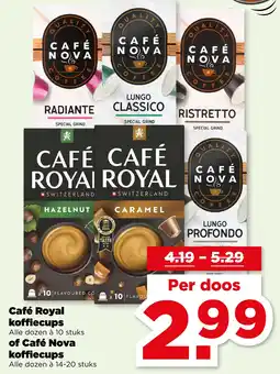 PLUS Café Royal koffiecups of Café Nova aanbieding