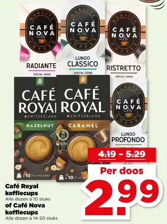 PLUS Café Royal koffiecups of Café Nova aanbieding