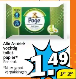 Albert Heijn Alle A merk vochtig toiletpapier aanbieding