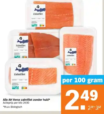 Albert Heijn Alle AH Verse zalmfilet zonder huid aanbieding