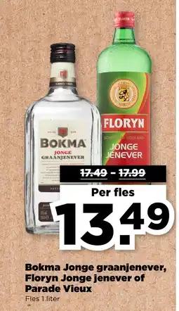 PLUS Bokma Jonge graanjenever, Floryn Jonge jenever of Parade Vieux aanbieding