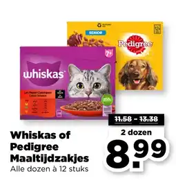 PLUS Whiskas of Pedigree Maaltijdzakjes aanbieding
