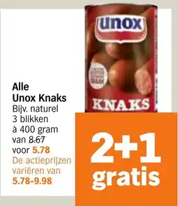 Albert Heijn Alle Unox Knaks aanbieding