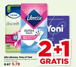 PLUS Alle Libresse, Tena of Yoni aanbieding
