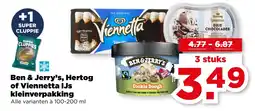 PLUS Ben & Jerry's, Hertog of Viennetta IJs kleinverpakking aanbieding