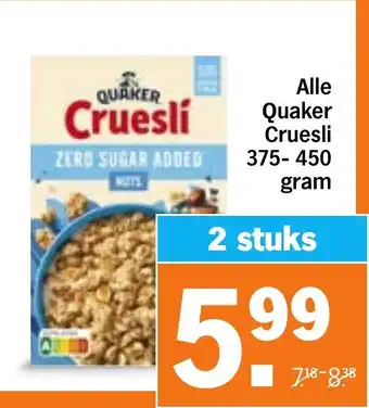 Albert Heijn Alle Quaker Cruesli aanbieding