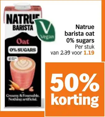 Albert Heijn Natrue barista oat 0% sugars aanbieding