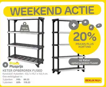 Praxis KETER OPBERGREK FUSED Kunststof. 4 planken. 122,1 x 45,7 x 152,4 cm. aanbieding