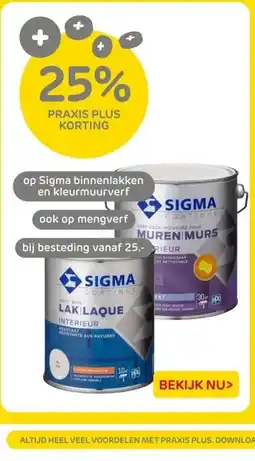 Praxis op Sigma binnenlakken en kleurmuurverf aanbieding