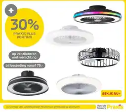 Praxis op ventilatoren met verlichting aanbieding
