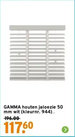 GAMMA GAMMA houten jaloezie 50 mm wit (kleurnr. 944) 100x220 cm (bxh) aanbieding