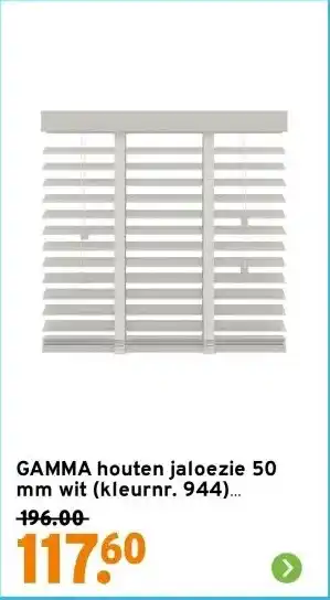 GAMMA GAMMA houten jaloezie 50 mm wit (kleurnr. 944) 100x220 cm (bxh) aanbieding