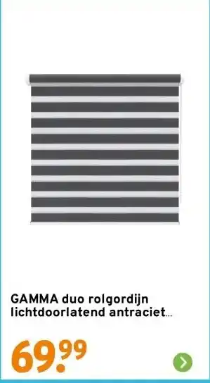 GAMMA GAMMA duo rolgordijn lichtdoorlatend antraciet (kleurnr. 4502) 60x160 cm (bxh) aanbieding