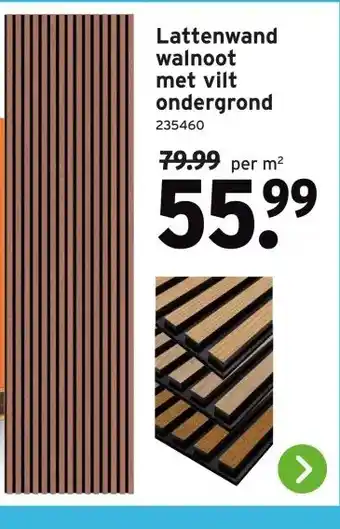 GAMMA Lattenwand walnoot met vilt ondergrond aanbieding