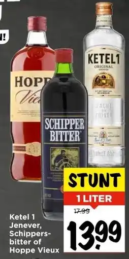 Vomar Voordeelmarkt Ketel 1 Jenever, Schippers- bitter of Hoppe Vieux aanbieding