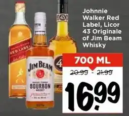 Vomar Voordeelmarkt Johnnie Walker Red Label, Licor 43 Originale of Jim Beam Whisky aanbieding
