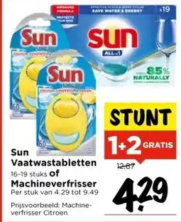 Vomar Voordeelmarkt Sun Vaatwastabletten of Machineverfrisser aanbieding